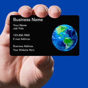 Tarjetas de negocios de la tierra del mundo editab