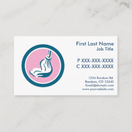 tarjetas de negocios de limpieza de mop azul rosa