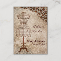 tarjetas de negocios de moda de mannequina vintage
