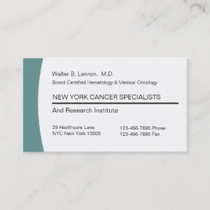 Tarjetas de negocios de oncología médica