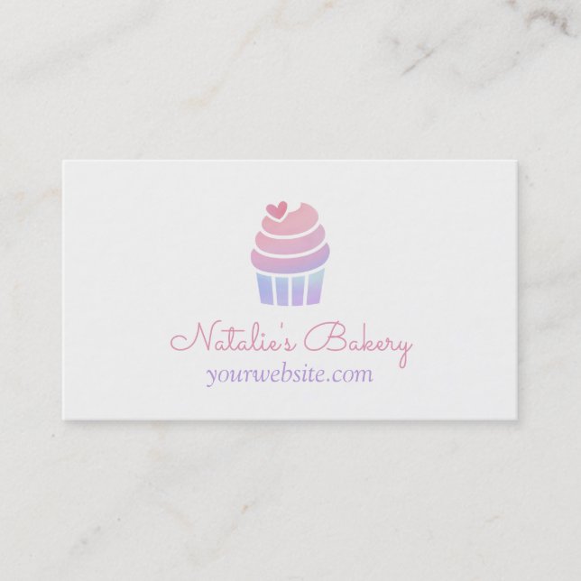 Tarjetas de negocios de panadería de cupcakes con  (Anverso)