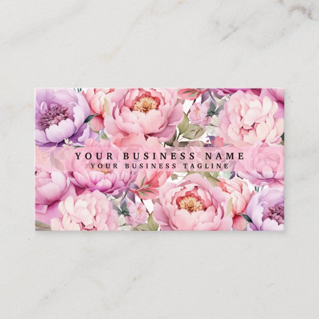 Tarjetas de negocios de peonías flores de peonía (Anverso)
