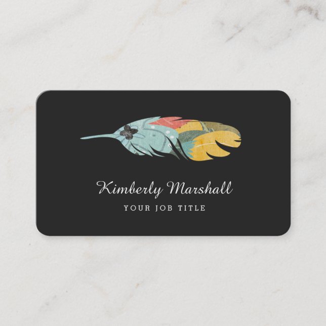 Tarjetas de negocios de plumas modernas / Melón (Anverso)