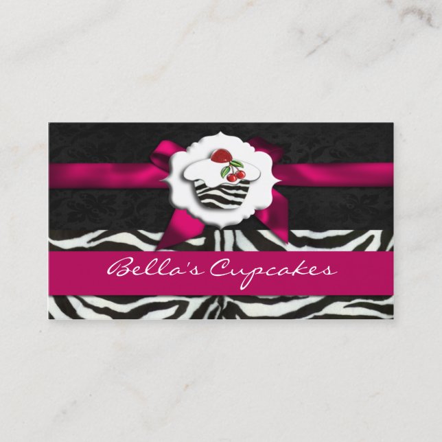 tarjetas de negocios de quequitos de moda rosa (Anverso)