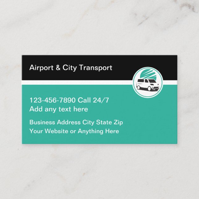 Tarjetas De Negocios De Transporte En Taxi Y Aerop (Anverso)