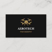 Tarjetas de negocios Drone Elegant Black Gold
