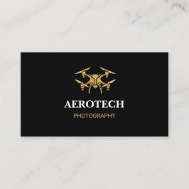 Tarjetas de negocios Drone Elegant Black Gold
