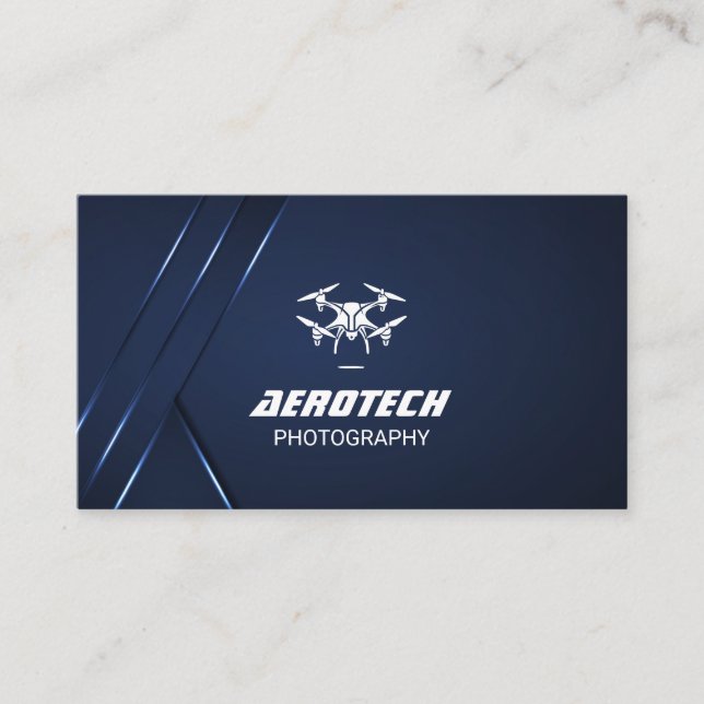 Tarjetas de negocios Drone Elegant Blue (Anverso)