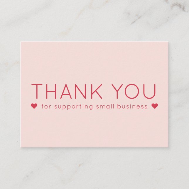 Tarjetas de Negocios Gracias Modernas Simples Rosa (Anverso)
