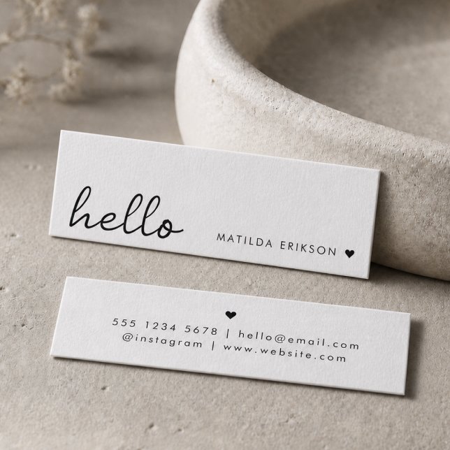 Tarjetas de Negocios Minimalistas | Hola Simple Bl (Minimal handwritten “hello” mini business cards by Guava - clean, modern & effortlessly stylish)