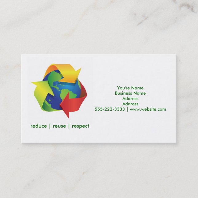 Tarjetas de negocios verdes reciclar día de la tie (Anverso)