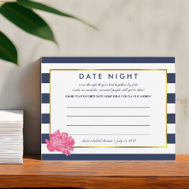 Tarjetas de Noche Bridal Shower | Peonía de la fra