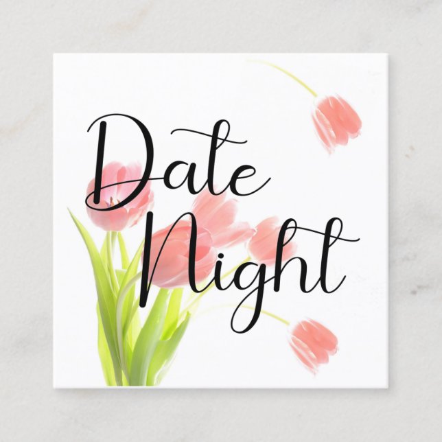 Tarjetas de Noche de Fecha de Tulipanes Rosa Suave (Anverso)