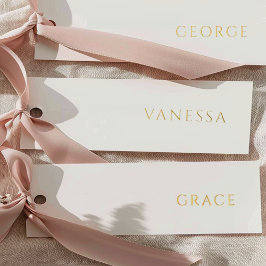 Tarjetas de nombre blancas de boda con papel de al