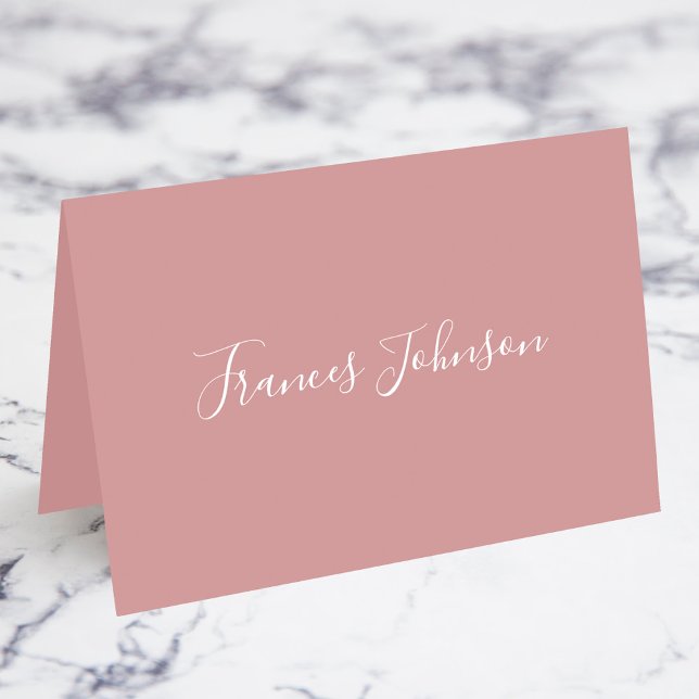 Tarjetas de nombre completo elegantes en rosa polv (Dusty Pink Elegant Full Name Place Cards)