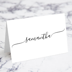 Tarjetas de nombre con firma de floritura simple