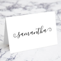 Tarjetas de nombre con firma de trazo rizado corto