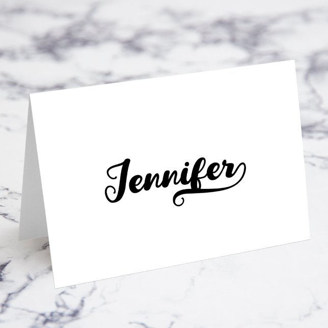Tarjetas de nombre con letra de pincel Brush Scrip (Bold Brush Script R Swash Name Place Cards)