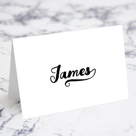 Tarjetas de nombre con letra de pincelada en negri