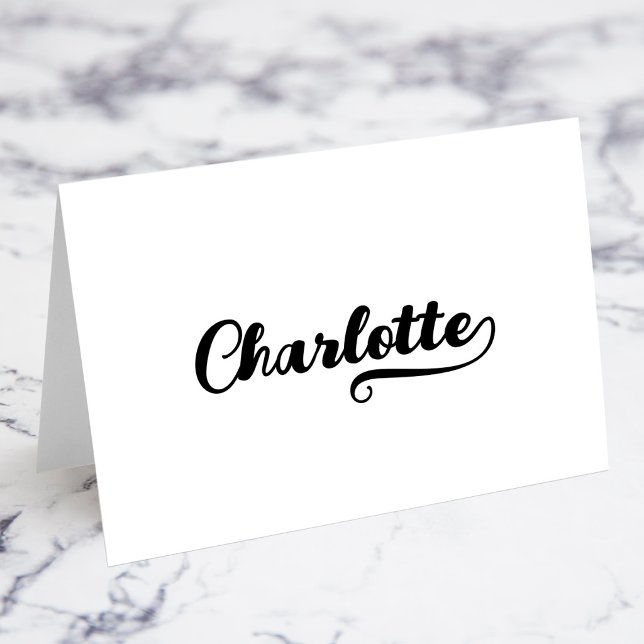 Tarjetas de nombre con letra Swash E de Bold Brush (Bold Brush Script E Swash Name Place Cards)