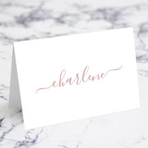 Tarjetas de Nombre con Llamada Elegante Rosa Polvo