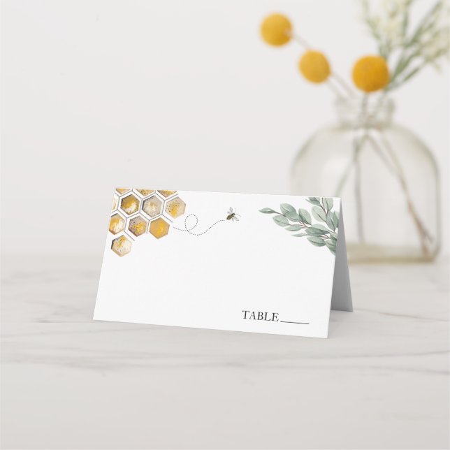 Tarjetas de nombre de abejas de panal de oro (Anverso)