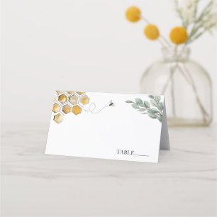 Tarjetas de nombre de abejas de panal de oro