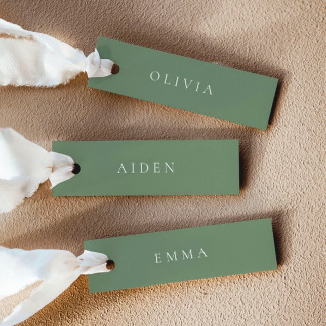 Tarjetas de nombre de boda en verde salvia (Delivered untrimmed)