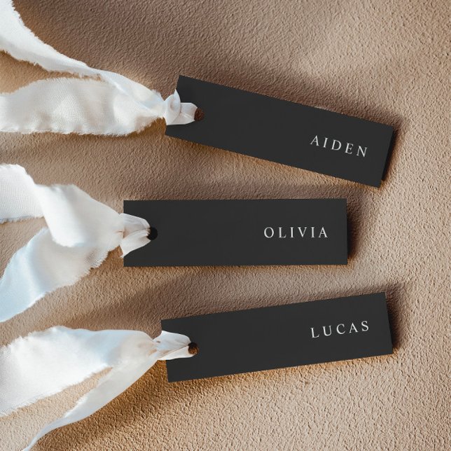 Tarjetas de nombre de boda Minimalist Noir (Delivered untrimmed)