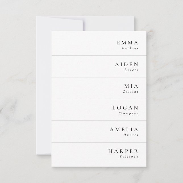 Tarjetas de Nombre de Boda Minimalista Elegante (Anverso)