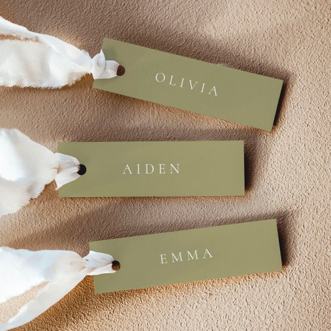 Tarjetas de Nombre de Boda Verde Matcha (Delivered untrimmed)