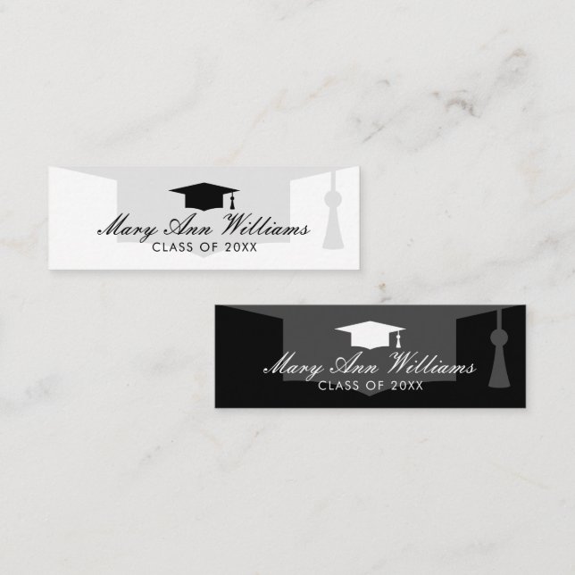 Tarjetas de nombre de graduado elegantes con logot (Anverso / Reverso)