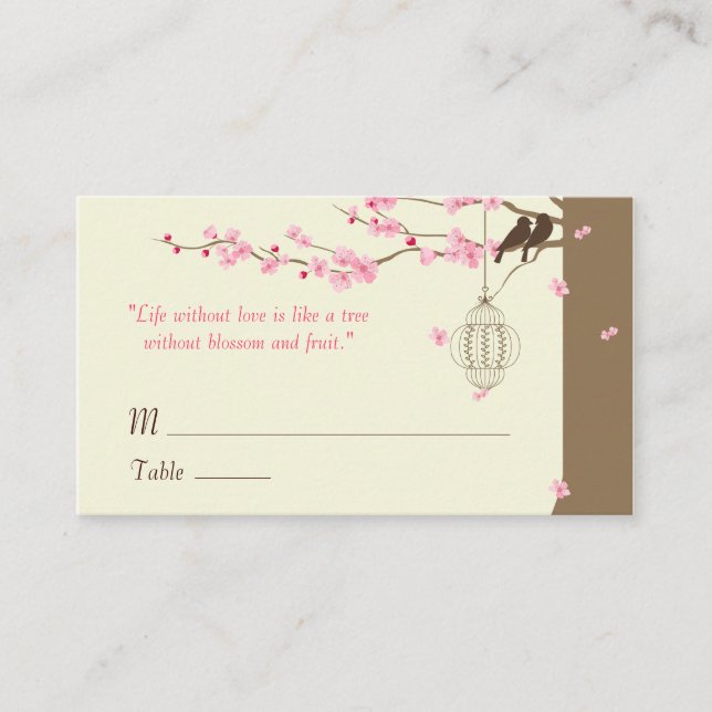 Tarjetas de nombre de las flores de cerezo de los  (Anverso)