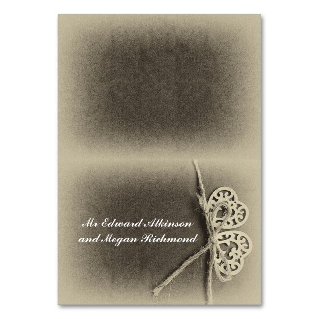 tarjetas de nombre de lugar boda con corazones vin (Anverso)