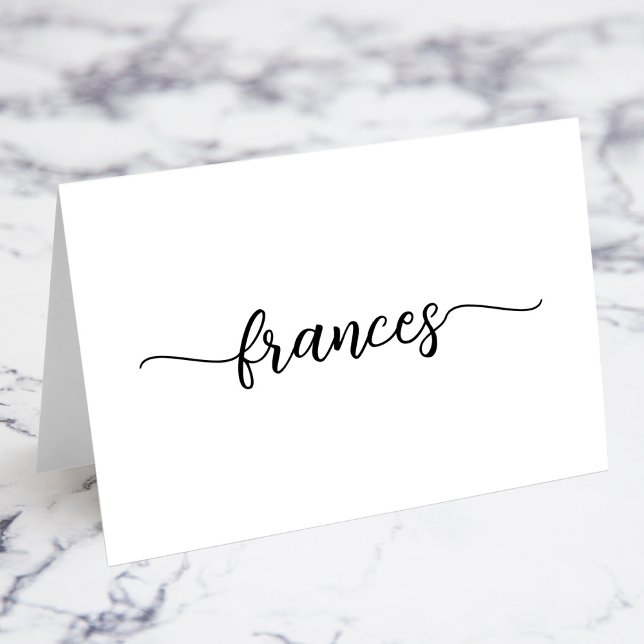Tarjetas de nombre de lugar con estilo de pincel m (Modern Brush Style Script Name Place Cards)