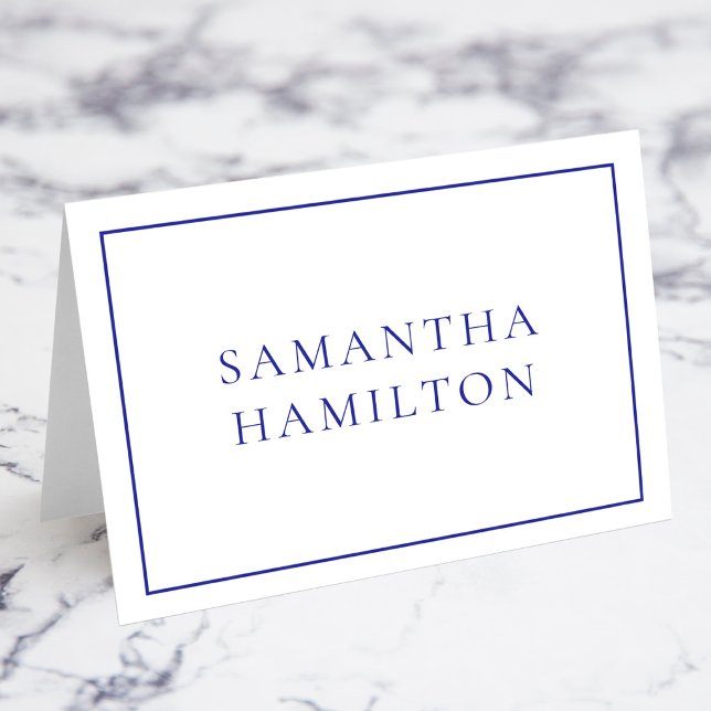 Tarjetas de nombre de lugar de borde de línea delg (Blue Thin Line Border Individual Name Place Cards)