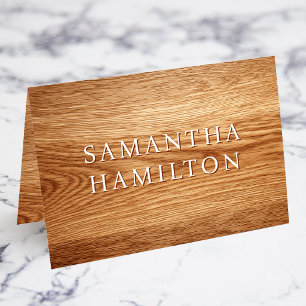 Tarjetas de nombre de lugar de madera de roble fal