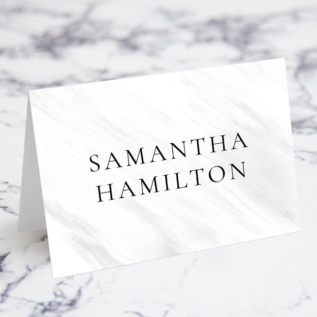 Tarjetas de nombre de lugar de mármol gris blanco  (White Grey Marble Streaks CO Name Place Cards)