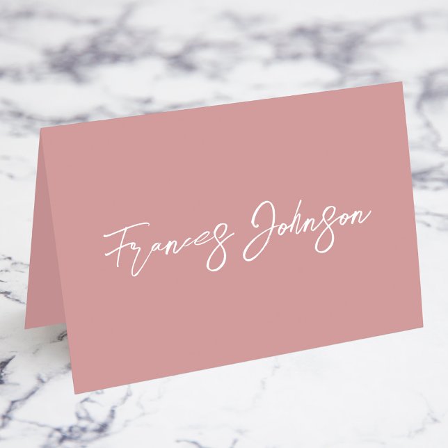 Tarjetas de nombre de lugar en rosa polvoriento (Fold Your Own Individual Place Cards)