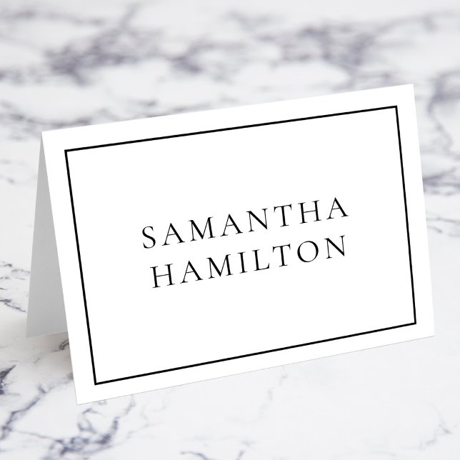 Tarjetas de nombre de lugar individuales con borde (Black Thin Line Border Individual Name Place Cards)