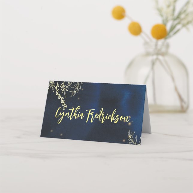 Tarjetas de nombre de mesa elegante para la noche (Anverso)