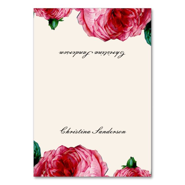 Tarjetas de nombre de tabla de Rosa de época (Anverso)