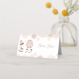 Tarjetas de nombre dobladas Baby Shower Frío Inver