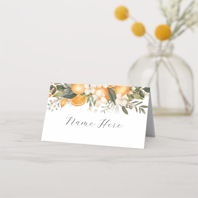 Tarjetas de nombre dobladas Boda Bridal Florals (Anverso)