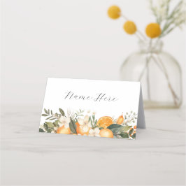 Tarjetas de nombre dobladas Bodas Naranjas Florals