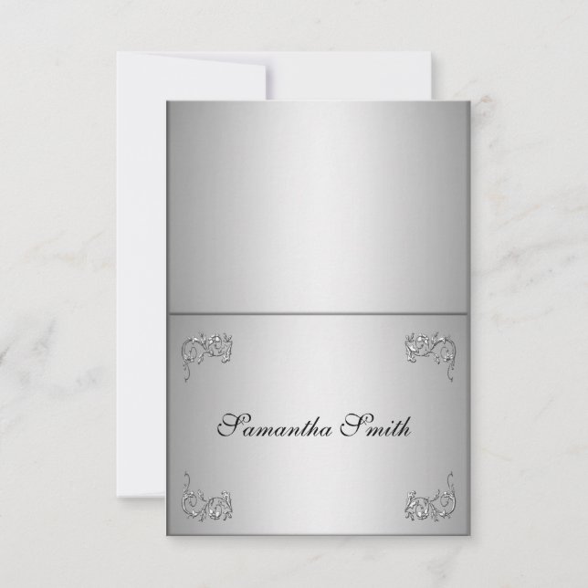 Tarjetas de nombre elegantes con espiral floral pl (Anverso)