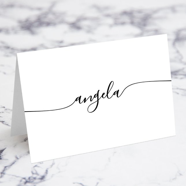 Tarjetas de nombre individuales con firma Black Gl (Black Glam Signature Individual Name Place Cards)