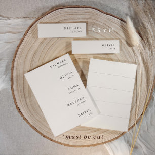 Tarjetas de nombre para menús de boda beige 3.5x1 