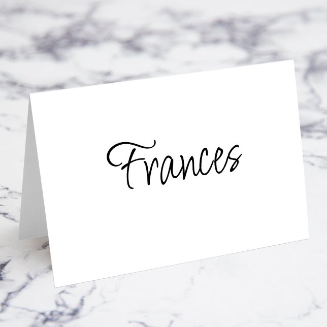 Tarjetas de nombre personalizadas con guión modern (Modern Script Individual First Name Fold Your Own Place Cards)