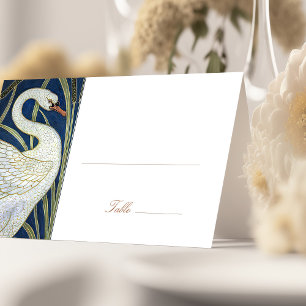 Tarjetas de nombre Swans Boda Table Vintage Art No
